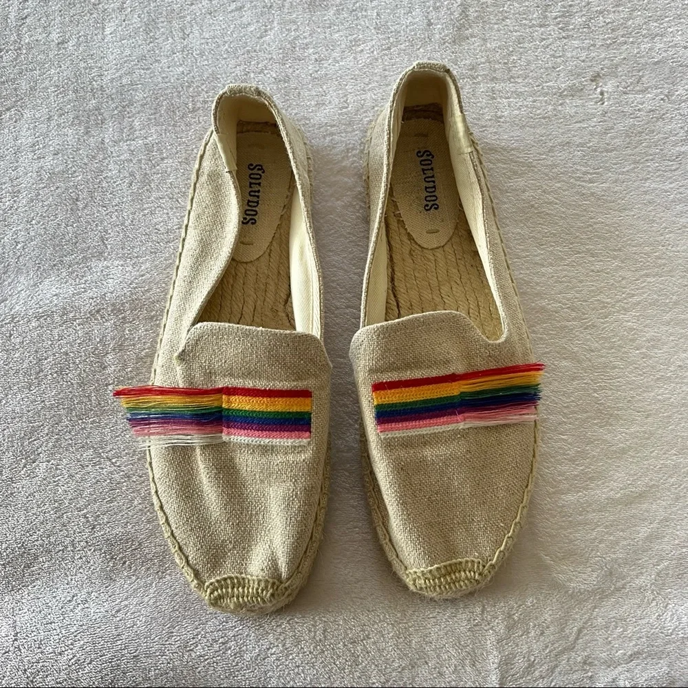 Soludos Pride Fringe Espadrilles Rainbow Slip On Shoes - Picture 4 of 11